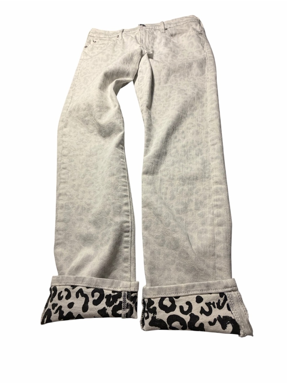 True Religion LIV  Low Rise Relaxed Skinny Light Gray Patterned Jeans Sz 27 - Picture 4 of 15